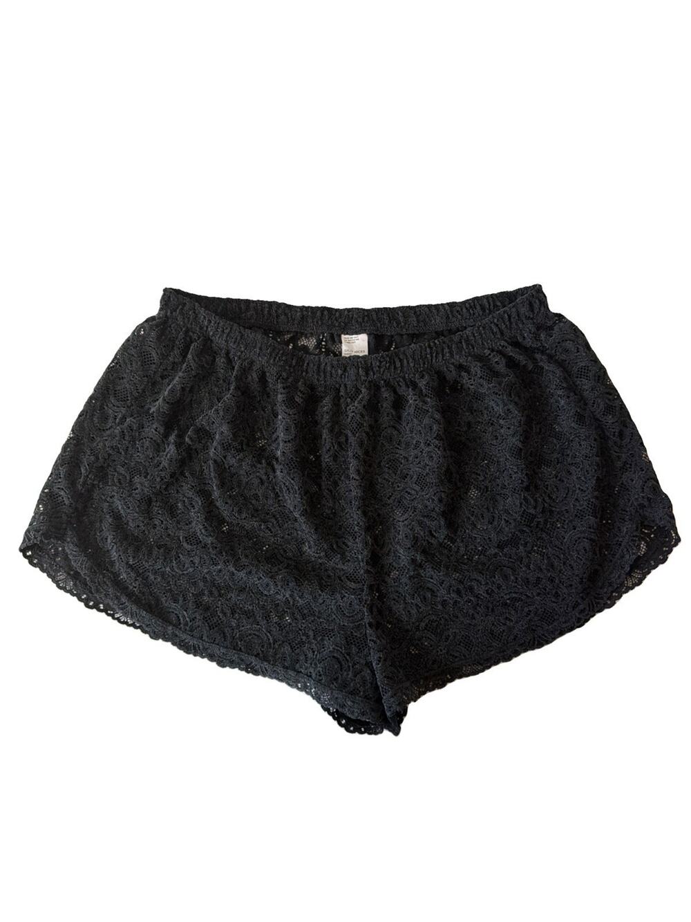 Gilly Hicks Lace Lounge sleepwear Shorts Medium Black Sheer Coquette Aesthetic
